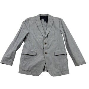 Hugo Boss Blazer Mens Gray Cotton Micah Micro Check 2 Button Jacket Sz 38R STAIN